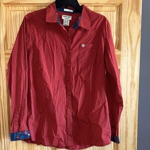 Ariat Men's Burgundy Striped Button Down Shirt
